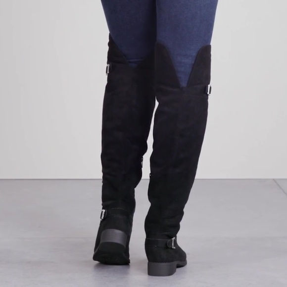 Buckled Straps Tailor Stitched Over The Knee Boots - Picture 5 of 8